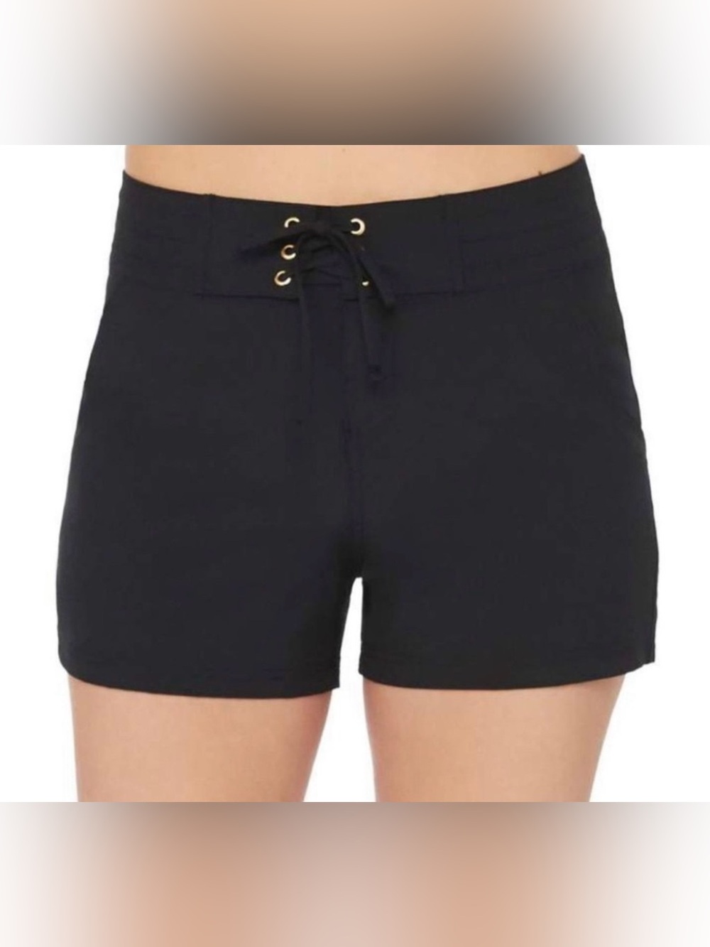 La Blanca Black Lace-Up Bike Shorts